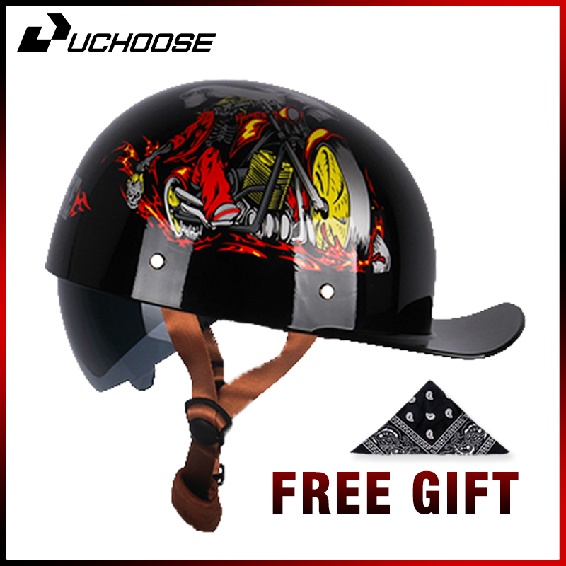 Vintage Open Face Retro Helmet - Uchoose 여름 오토바이 Casque DS 야구