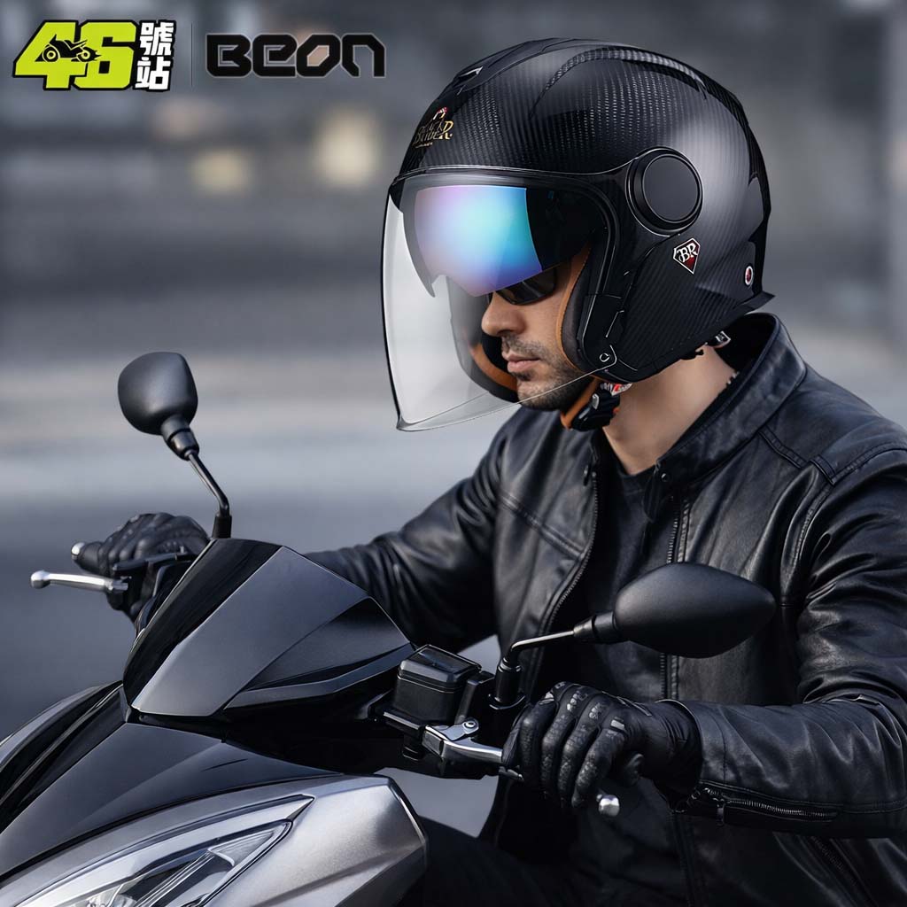 Carbon Fiber Lightweight Motorcycle Helmet - BEON BR23 탄소 섬유 3/4 오픈