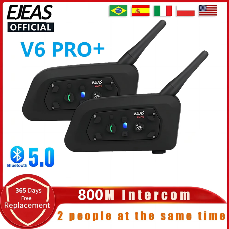 Full Face Motorcycle Helmet With Bluetooth - EJEAS V6 PRO + 오토바이 헬멧