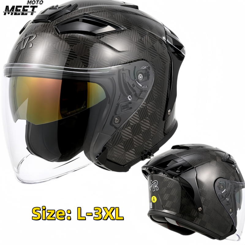 Carbon Fiber Lightweight Motorcycle Helmet - 전면 보호형 오토바이 헬멧, 이중 렌즈,