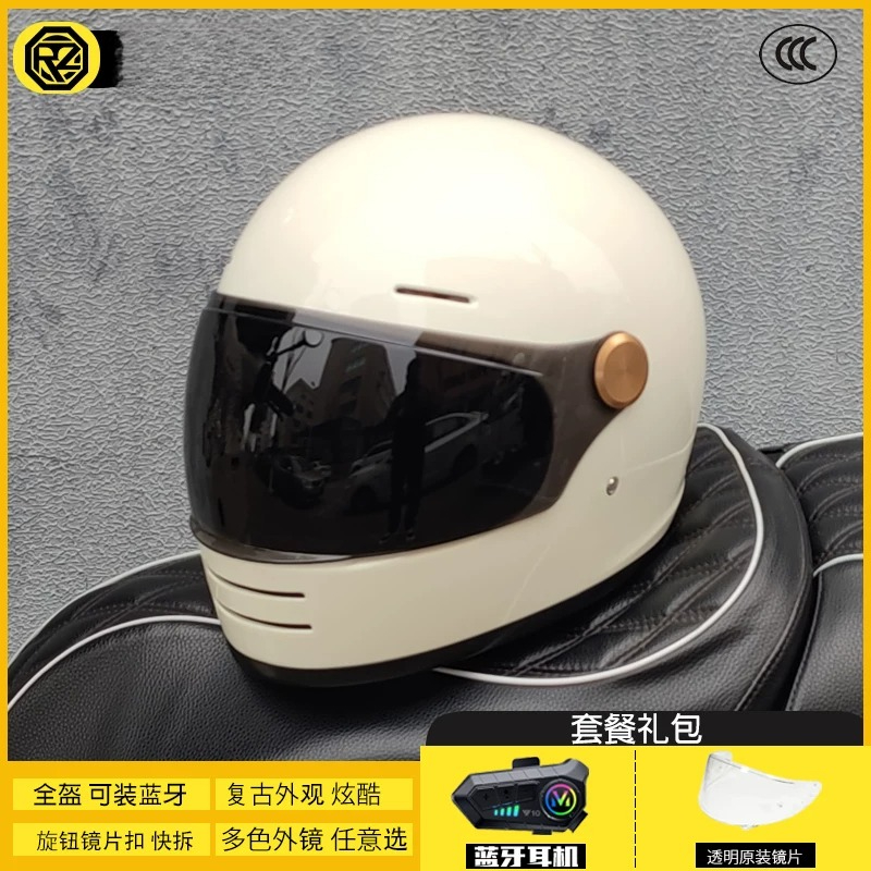ORZ 남성 여성 레트로 풀 페이스 오토바이 헬멧 3C - Full Face Motorcycle Helmet With Bluetooth 리뷰 및 가격