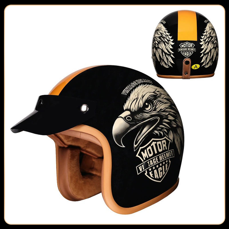 레트로 빈티지 3/4 오픈 페이스 헬멧 DOT 인증 통 - Vintage Open Face Retro Helmet 리뷰 및 가격